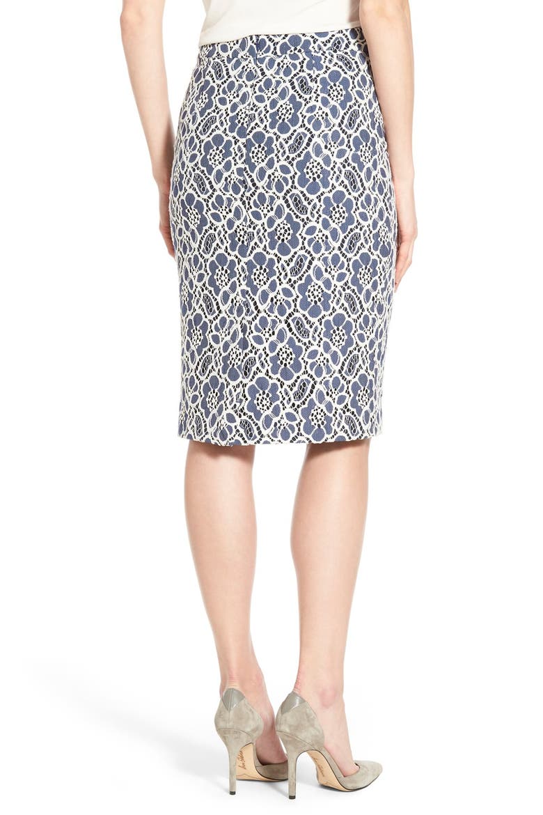 Lace Pencil Skirt, Alternate, color, NAVY- IVORY LACE