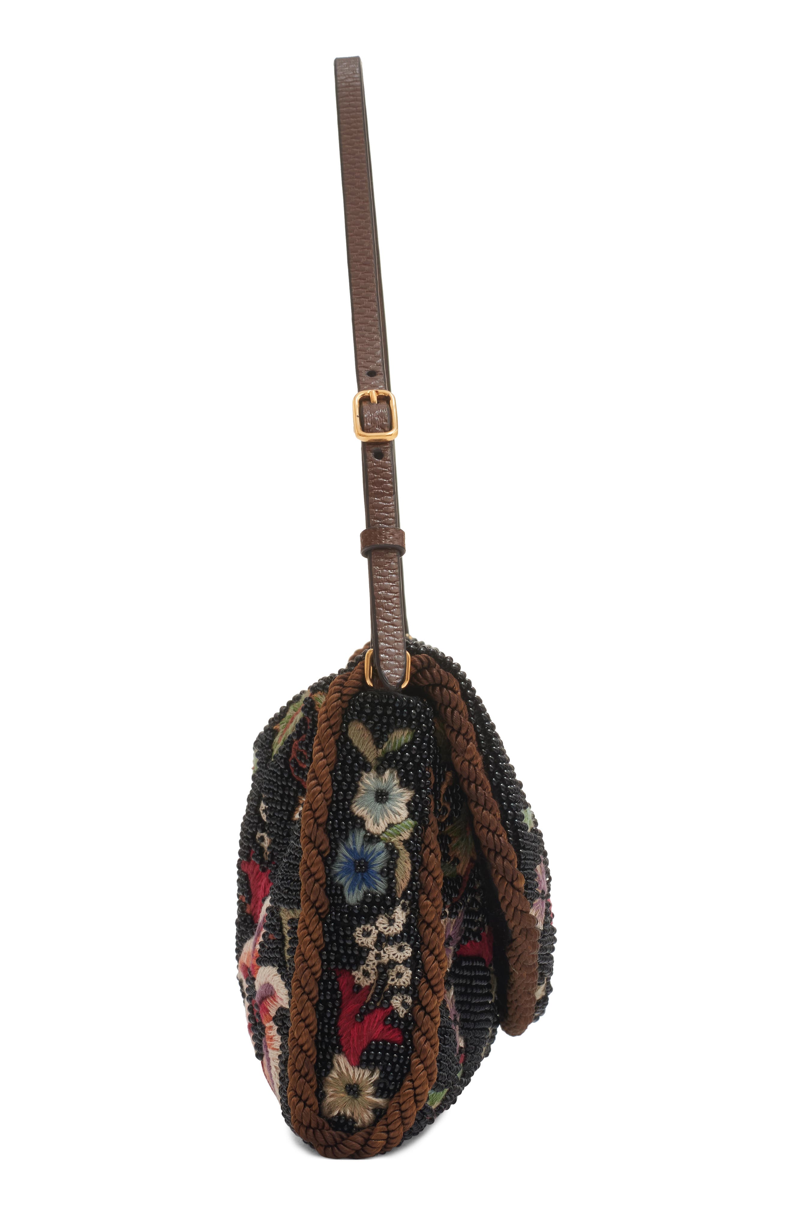 Valentino Garavani Embroidered 
Beaded Satin Shoulder Bag, Alternate, color, 