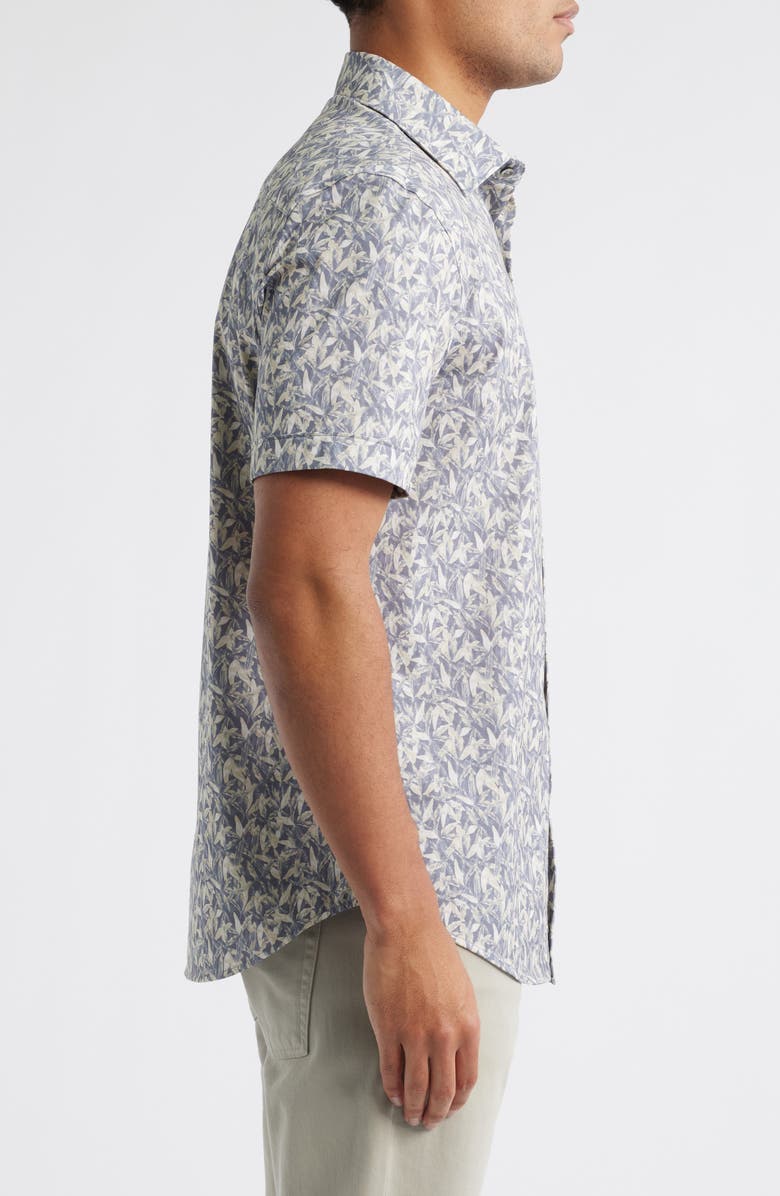 Bugatchi Miles OoohCotton<sup>®</sup> Floral Short Sleeve Button-Up Shirt, Alternate, color, Graphite