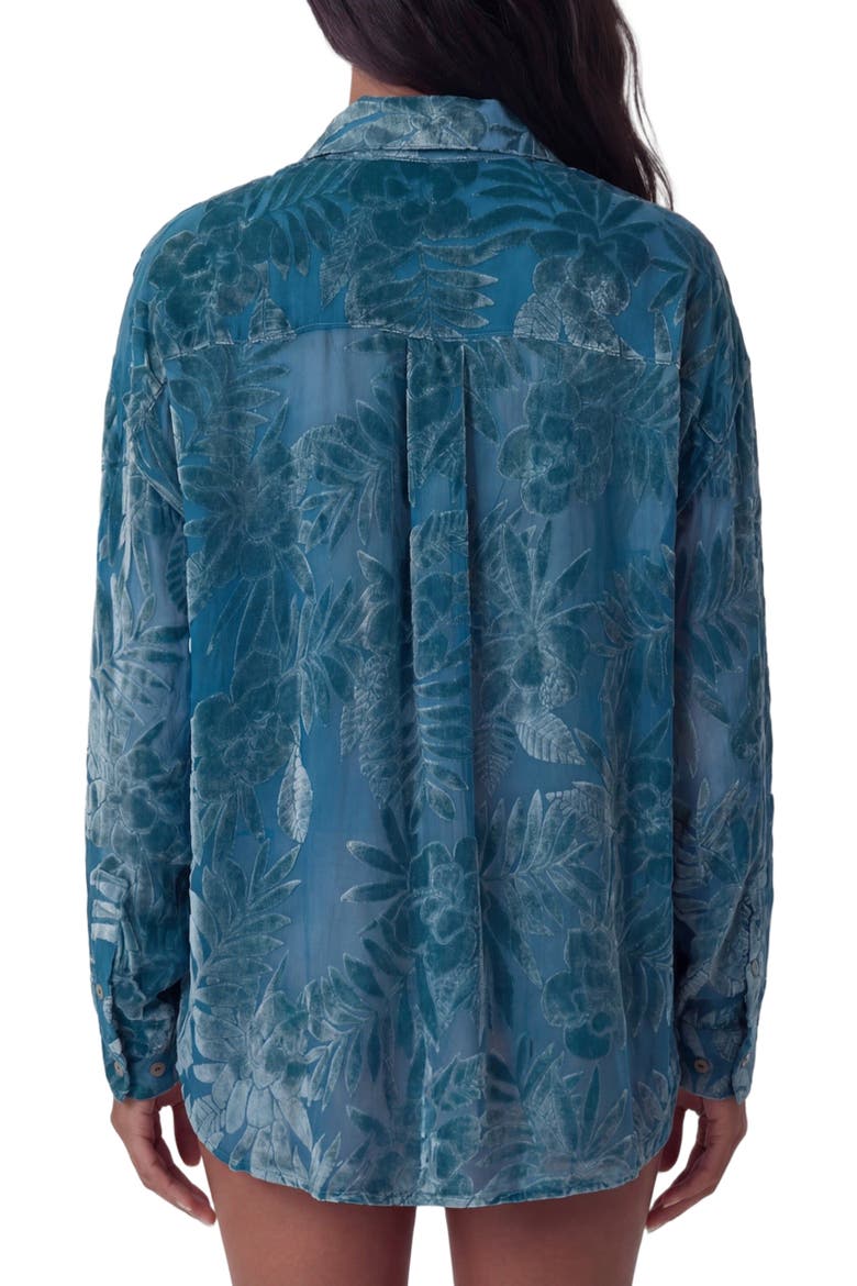 Country Floral Velvet Devore Womens Shirt, Alternate, color, COUNTRY FLORAL TEAL