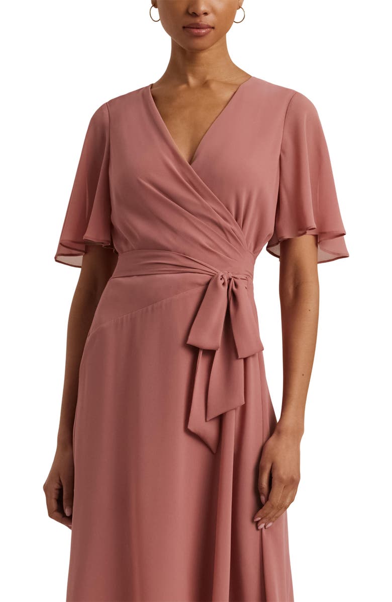 Polo Ralph Lauren Georgette Belted Midi Dress, Alternate, color, 