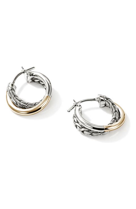 JH Essentials Crossover Hoop Earrings, 15mm