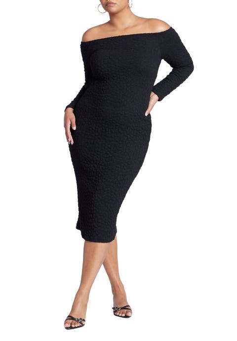 Off Shoulder Textured Dress (Plus)