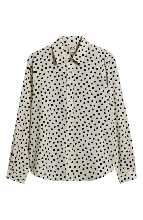 Ak Anne Klein Print Button-up Shirt In White
