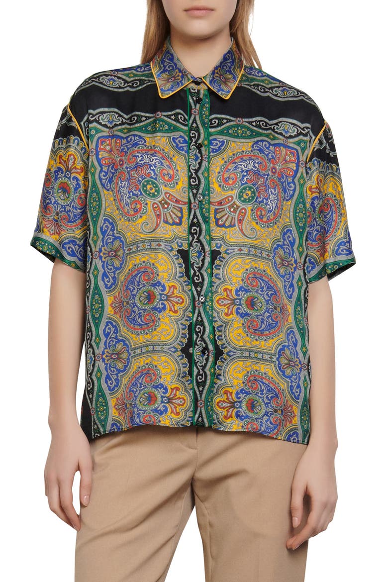 Ramy Print Shirt, Main, color, BLACK