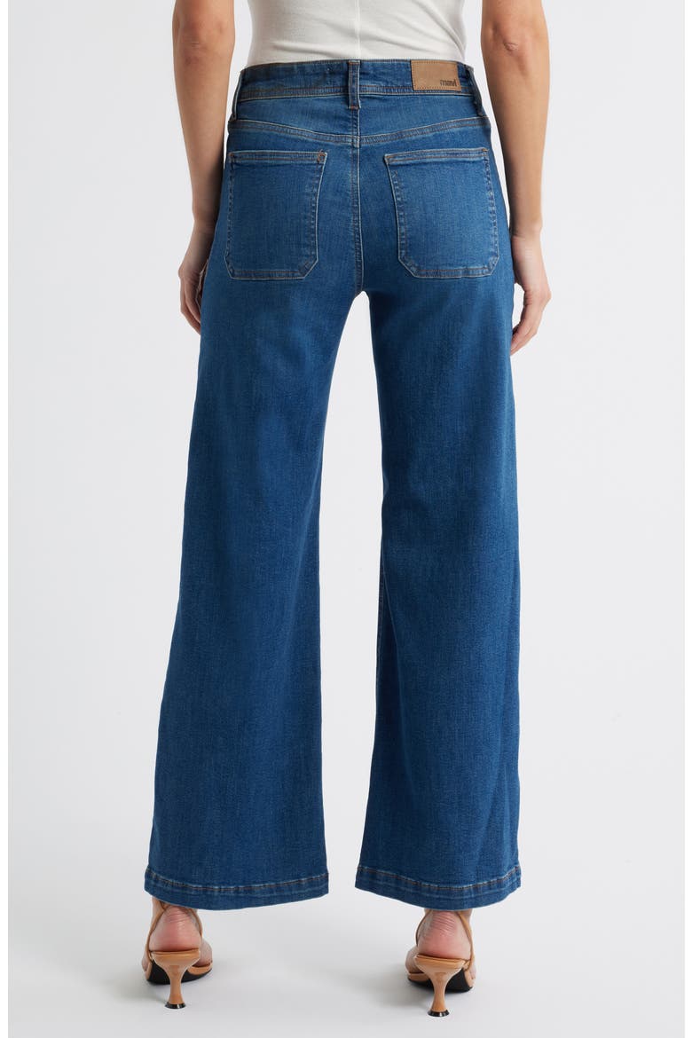 Paloma Marine Patch Pocket High Waist Wide Leg Jeans, Alternate, color, MID SHADED FLEX BLUE