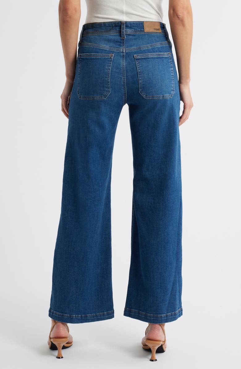 Mavi Jeans Paloma Marine Patch Pocket High Waist Wide Leg Jeans, Alternate, color, Mid Shaded Flex Blue