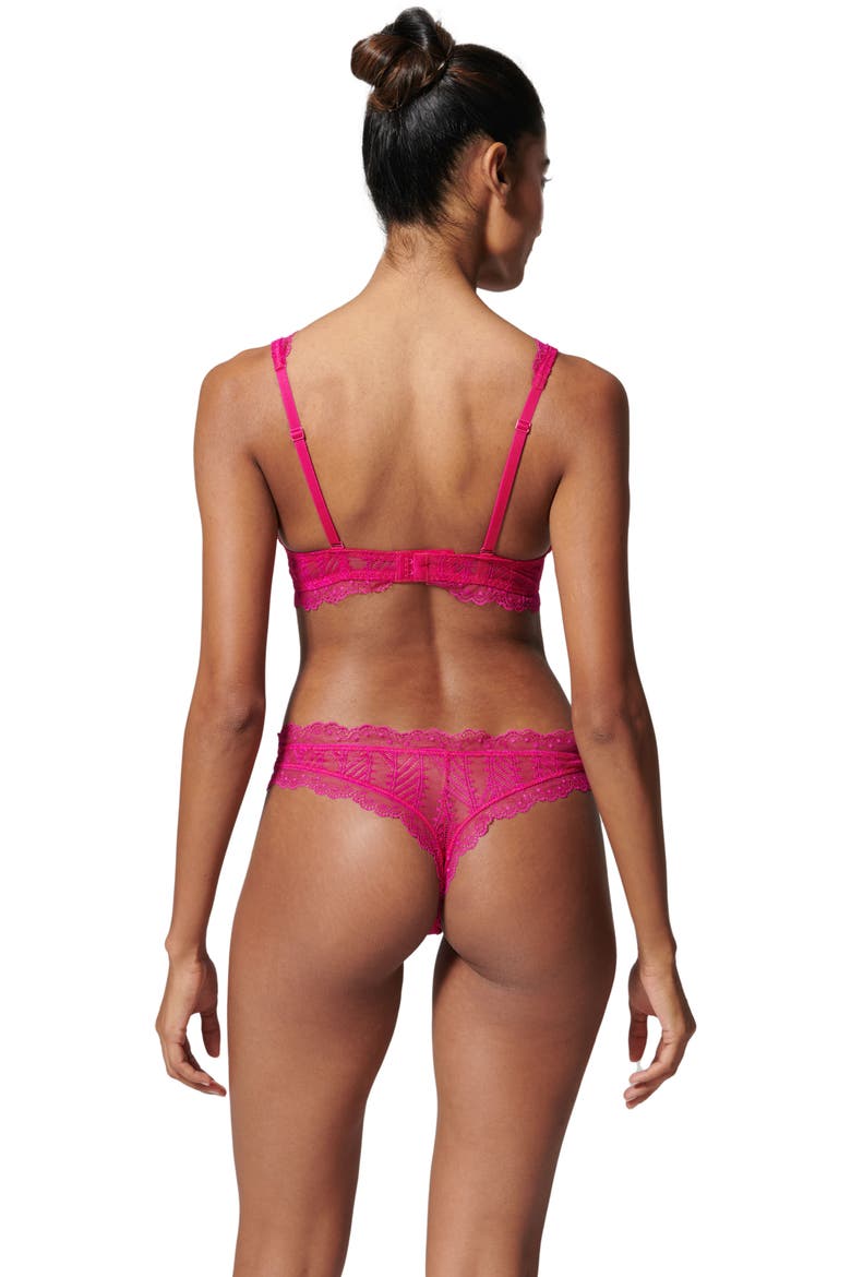 Canopee Triangle Lace Bralette, Alternate, color, HIBISCUS PINK