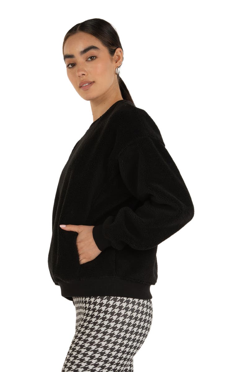 Rebody Active Teddy Micro Fleece Lined Sweatshirt, Alternate, color, Black