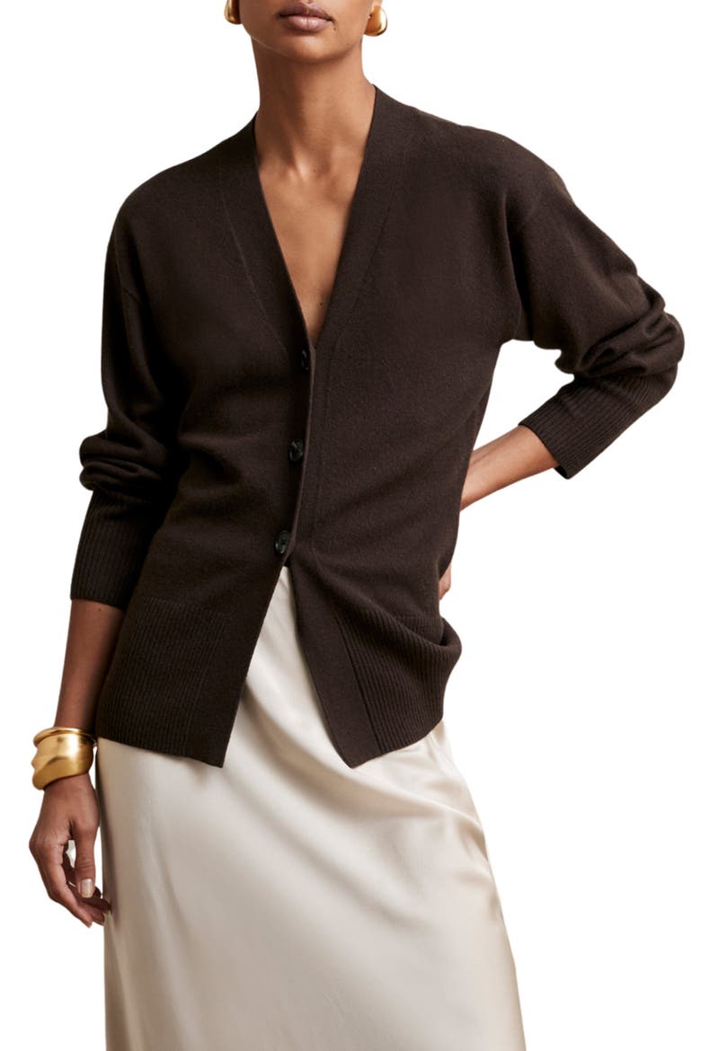 Tyle Wool & Cashmere Blend Cardigan, Alternate, color, CHOCOLATE