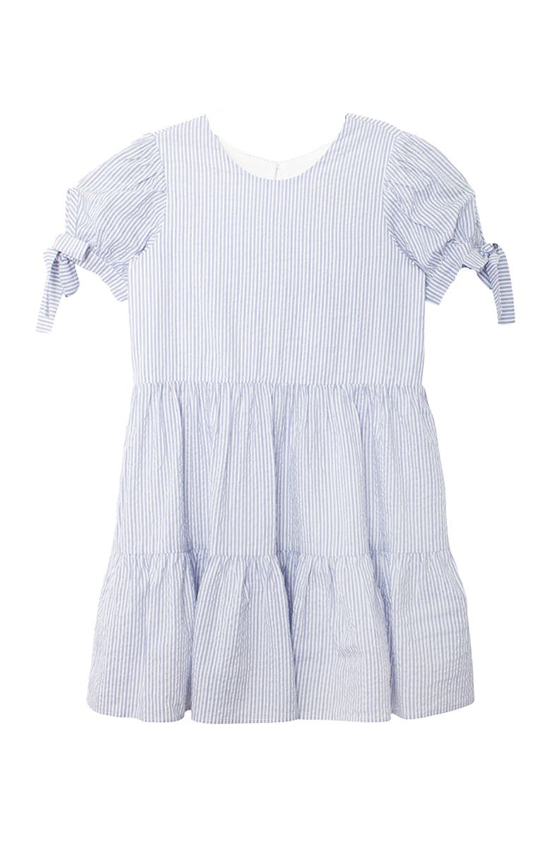 Mabel + Honey Darling Bluebell Gathered Short Sleeve with Bow Detail Dress, Main, color, Blue