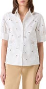 Akris punto Embroidered Cotton Eyelet Button-Up Shirt