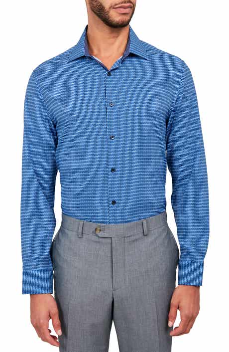 Line Geo Print Stretch Performance Dress Shirt