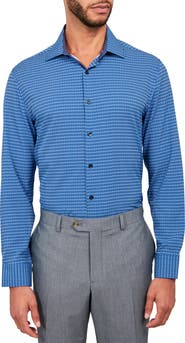 W.R.K Line Geo Print Stretch Performance Dress Shirt