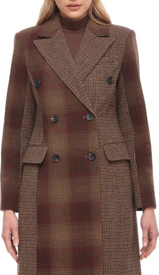Avec Les Filles Colorblock Plaid Double Breasted Coat Nordstromrack