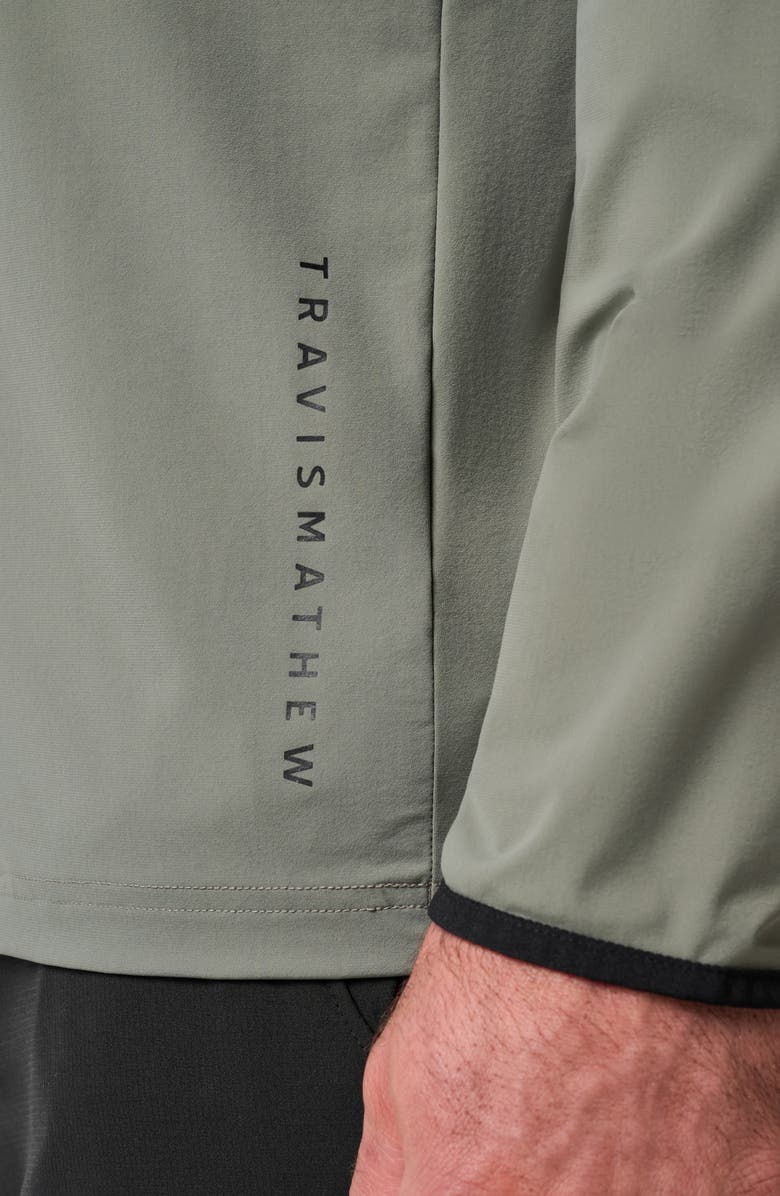 TravisMathew Hero Hour Performance Half Zip Hoodie, Alternate, color, Dark Olive