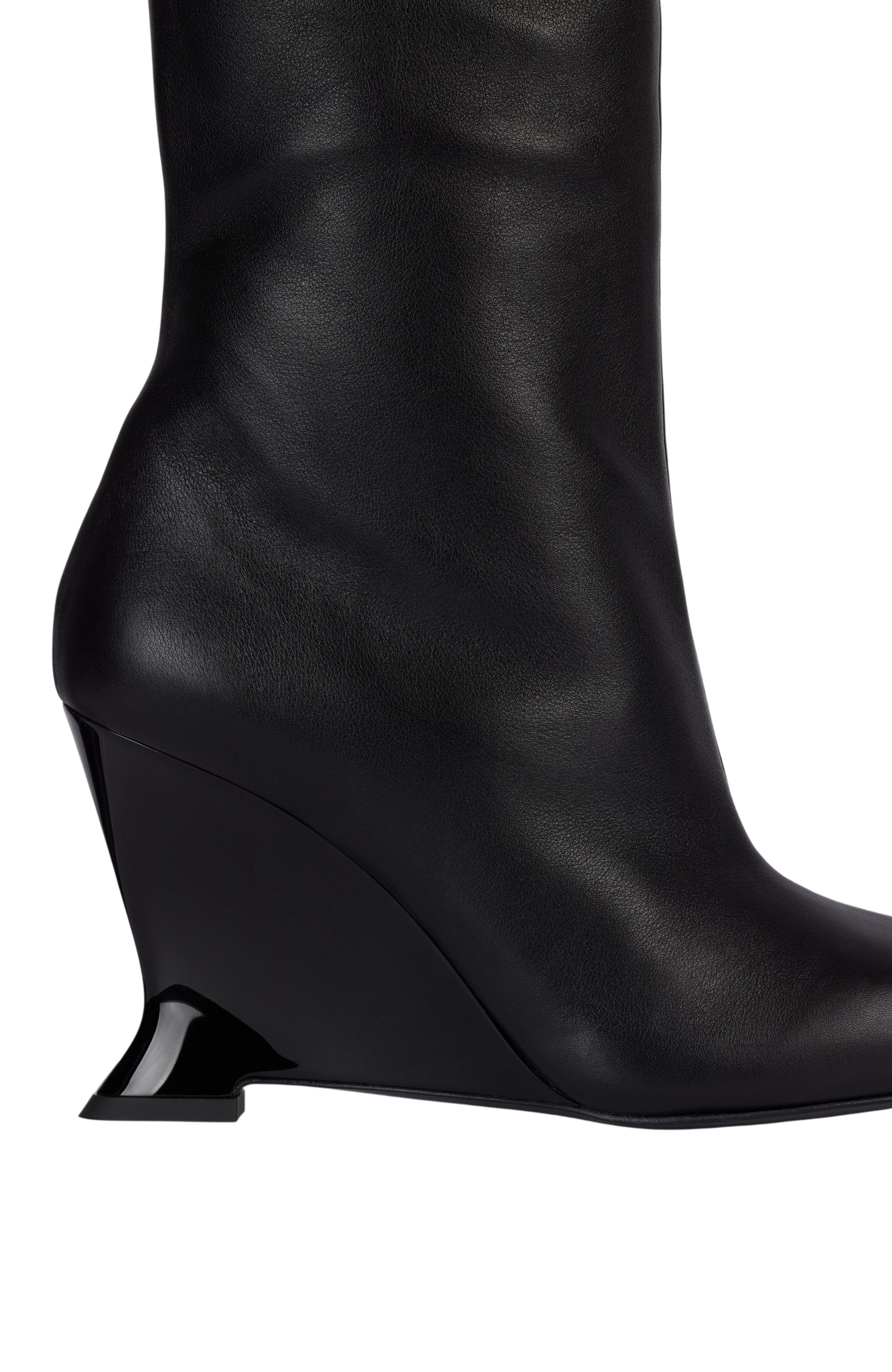 Wedge smooth leather ankle boots, Alternate, color, black