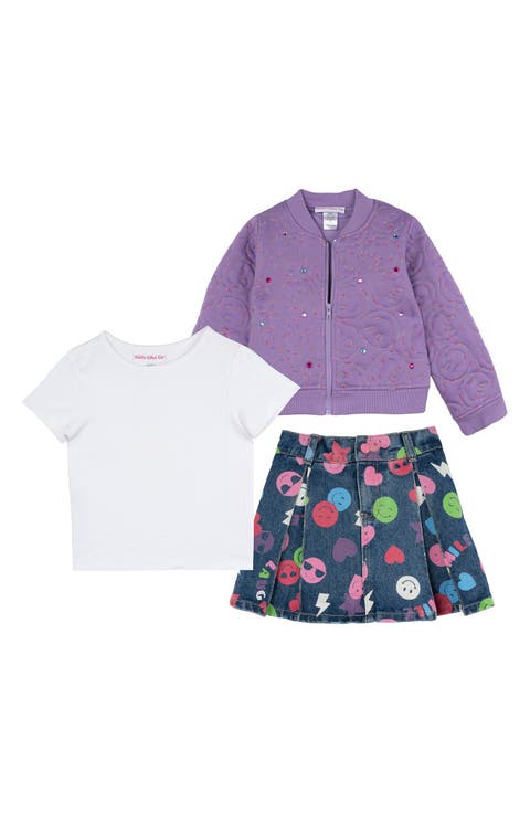 Kids' Bomber Jacket, Tee & Skirt Set (Toddler & Little Kid)