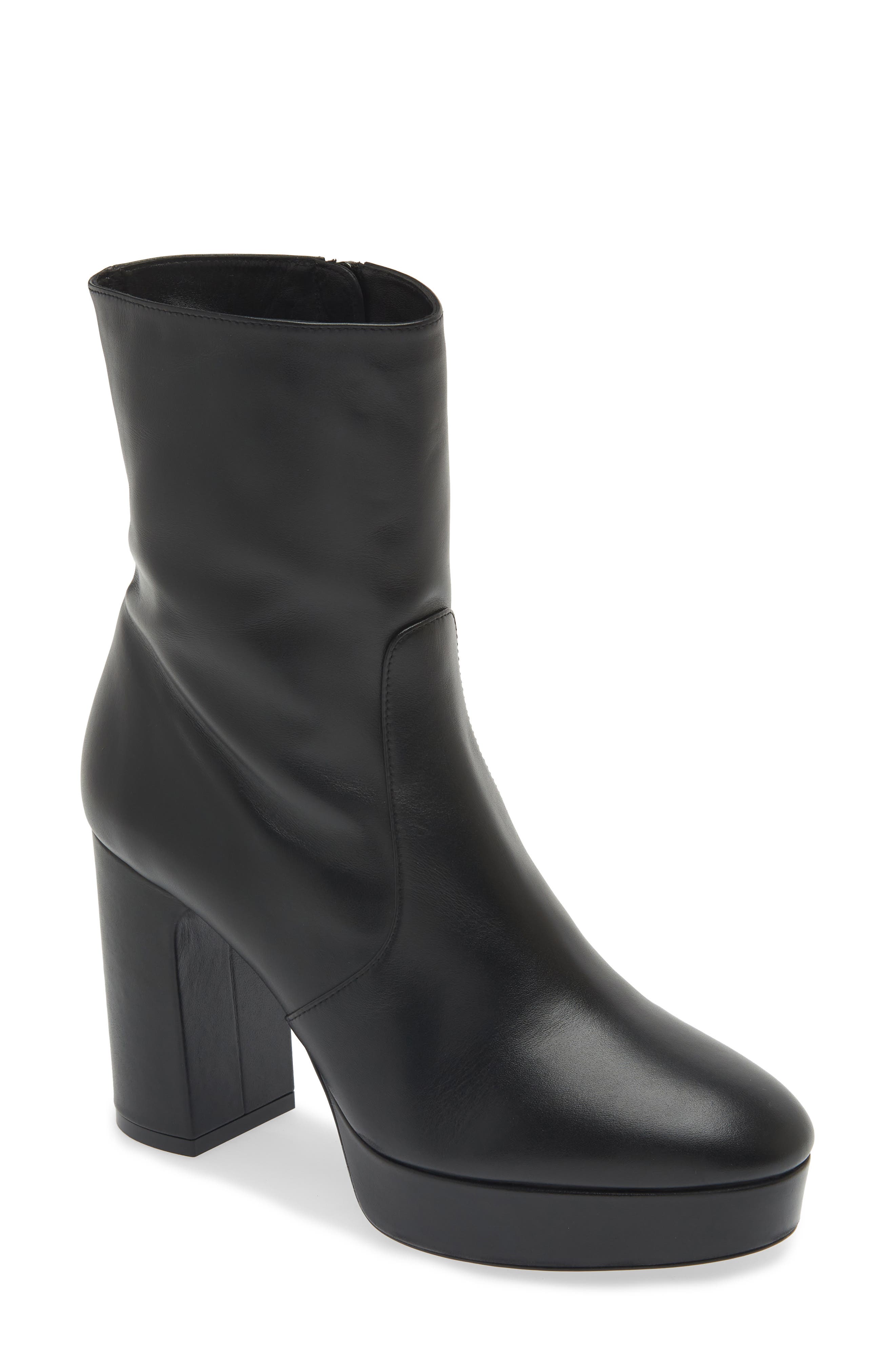 Stuart Weitzman Dayna Platform Bootie, Main, color, Black Leather