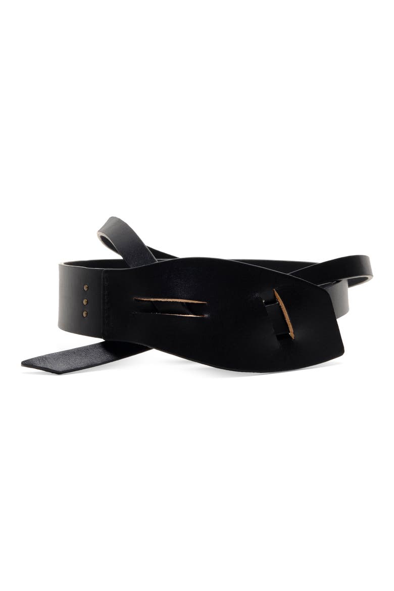 Lyra Leather Belt, Alternate, color, BLACK