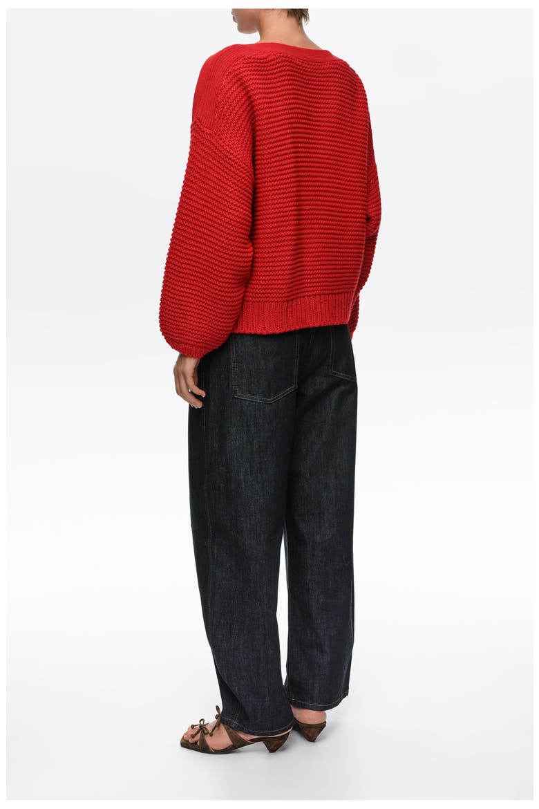 Oversized Boat Neck Sweater, Alternate, color, RED