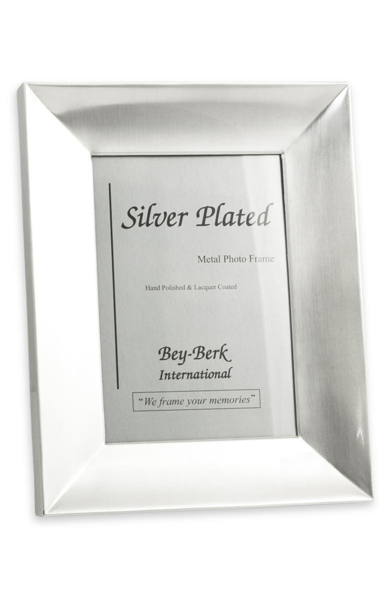 Bey-Berk Brushed 5" x 7" Picture Frame, Main, color, Silver