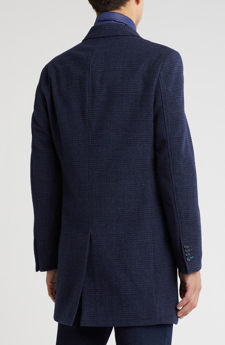 English Laundry Wool Blend Plaid Coat with Bib, Alternate, color, Blue