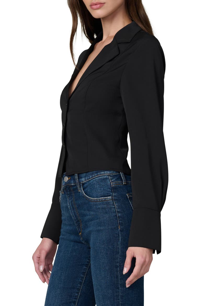 The Iris Notched Collar Shirt, Alternate, color, BLACK
