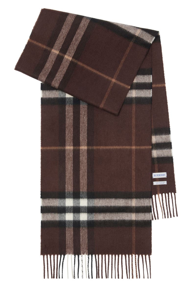 Giant Check Cashmere Scarf, Main, color, TREACLE BROWN