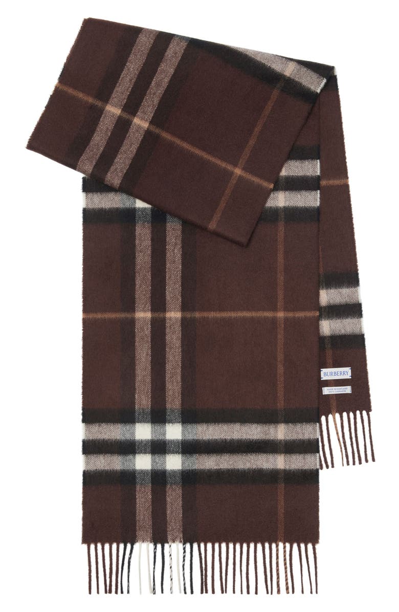 Burberry Giant Check Cashmere Scarf, Main, color, Treacle Brown