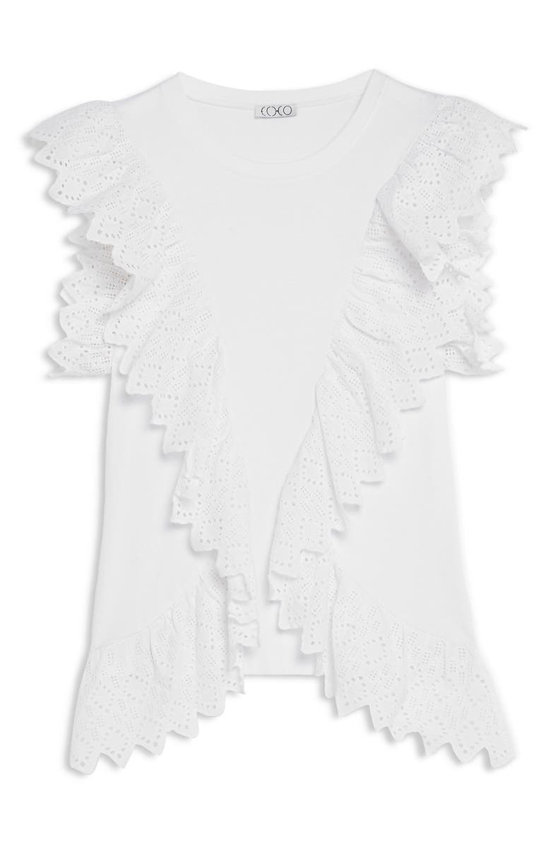 Topshop Broderie Front Ruffle Tank Top, Alternate, color, 