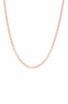 FZN Sterling Silver Adjustable Rolo Chain Necklace