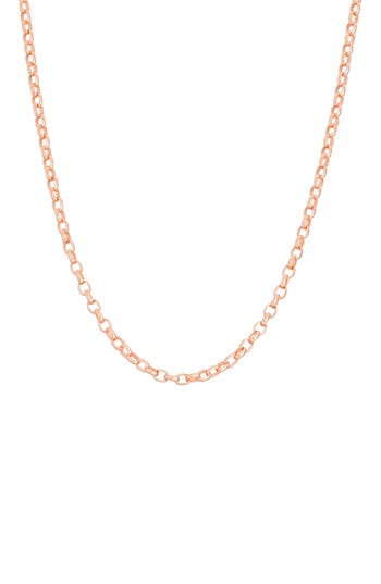 Fzn Sterling Silver Adjustable Rolo Chain Necklace In Rose Gold