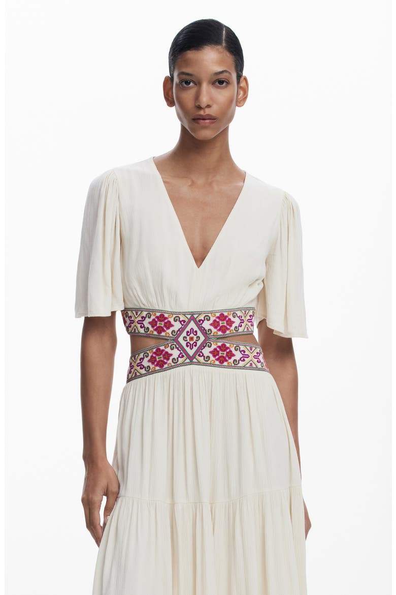 Wraparound Cutout Maxi Dress, Alternate, color, OFF WHITE