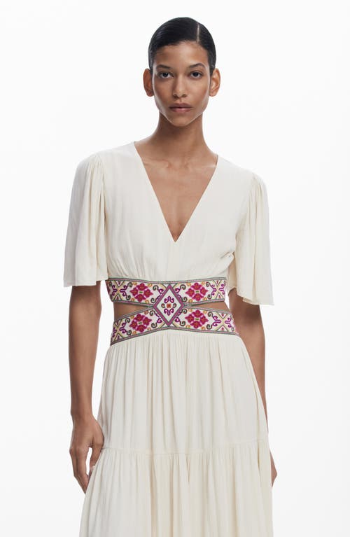 Desigual Wraparound Cutout Maxi Dress In Off White