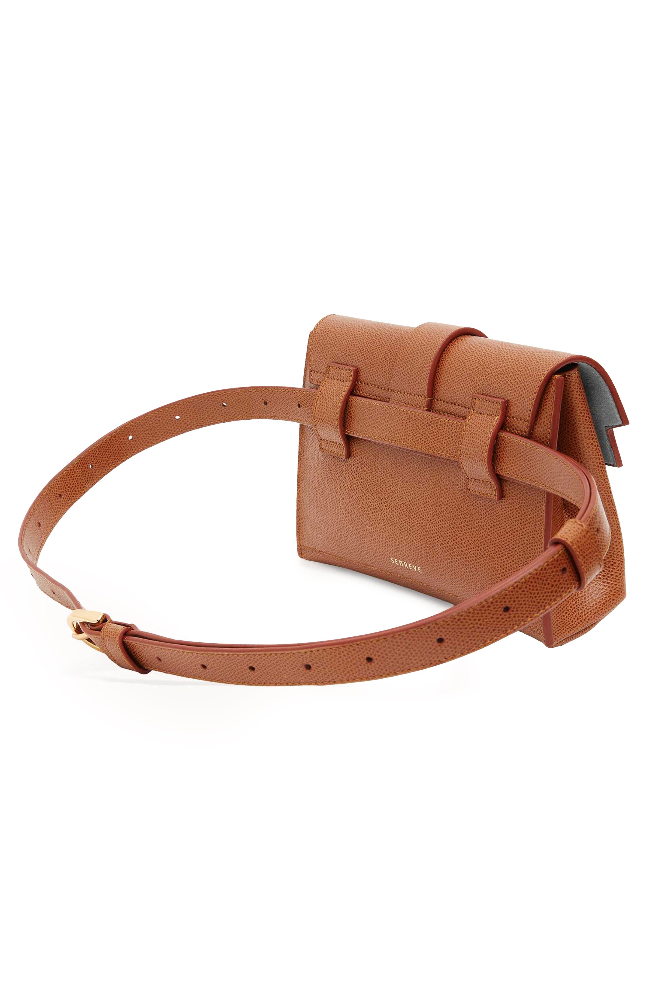 SENREVE Aria Belt Bag Pebbled Leather 5-Way Convertible Handbag, Alternate, color, Chesntut
