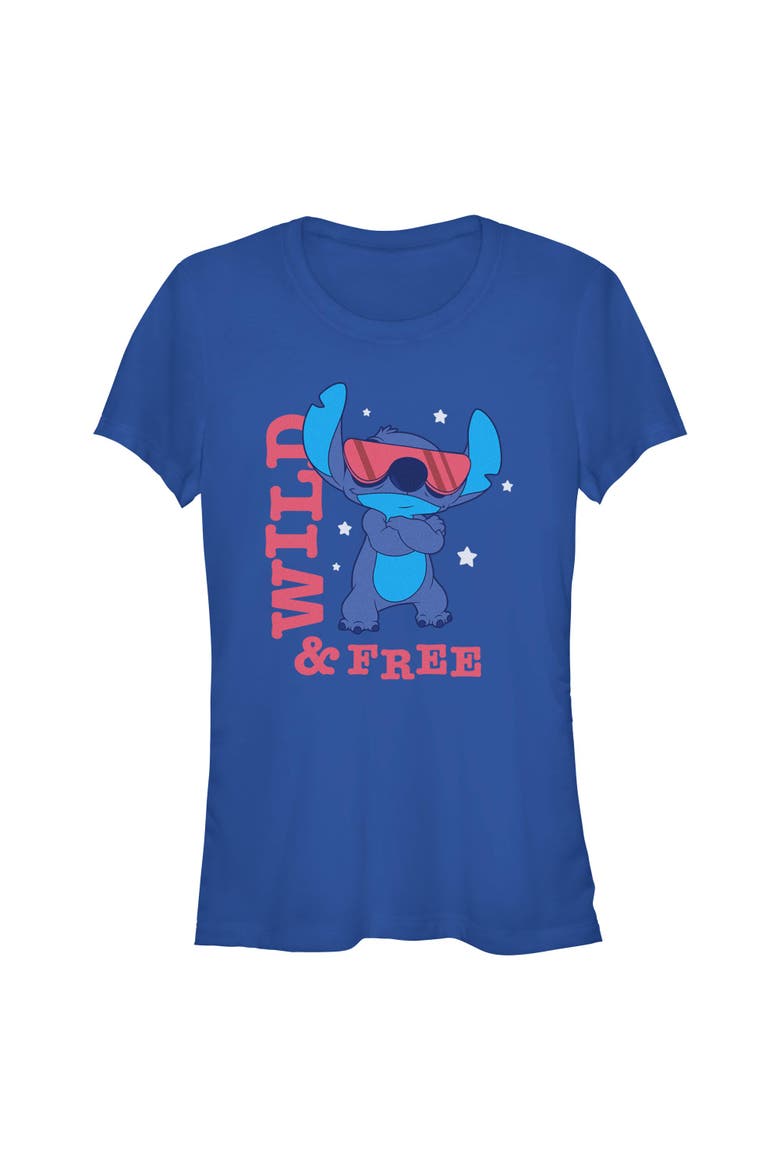 Junior's Wild and Free Pose Short Sleeve Graphic T-Shirt, Main, color, Royal Blue
