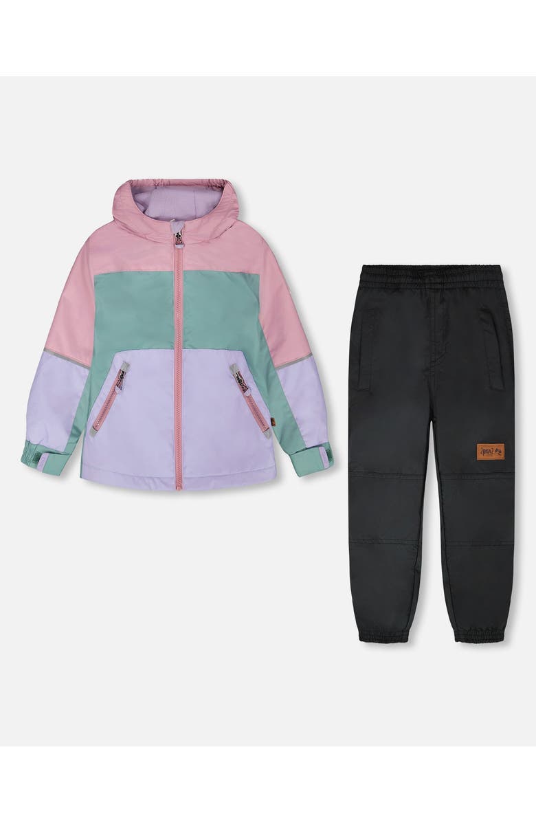 Deux par Deux Two-Piece Mid-Season Colorblock Outerwear Set, Main, color, Mauve Colorblock