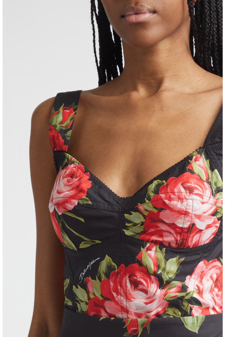 Rose Bouquet Bustier Top, Alternate, color, BOUQUET ROSE F.NERO