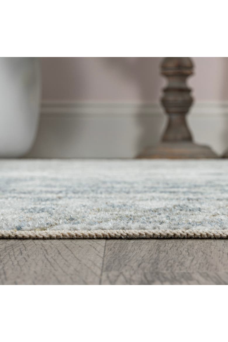 Pavel Distressed Medallion Low-Pile Machine-Washable Area Rug, Alternate, color, Light Gray/Blue