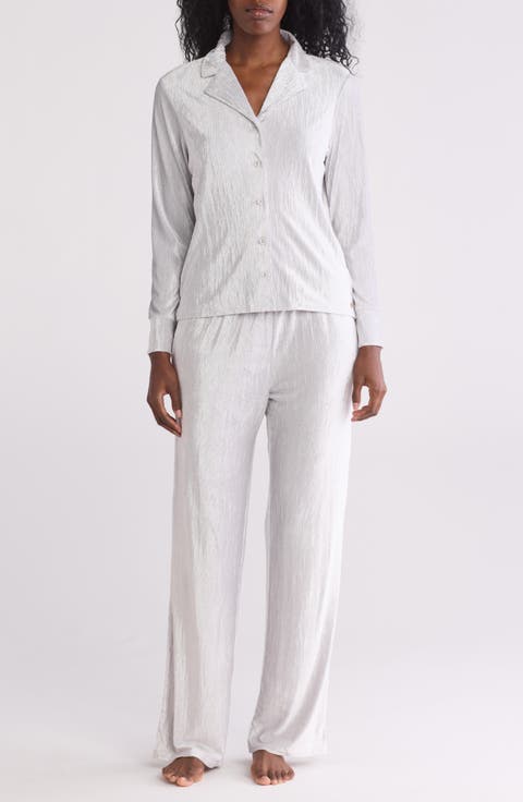 Crinkled Velour Long Sleeve Top & Pants Pajamas