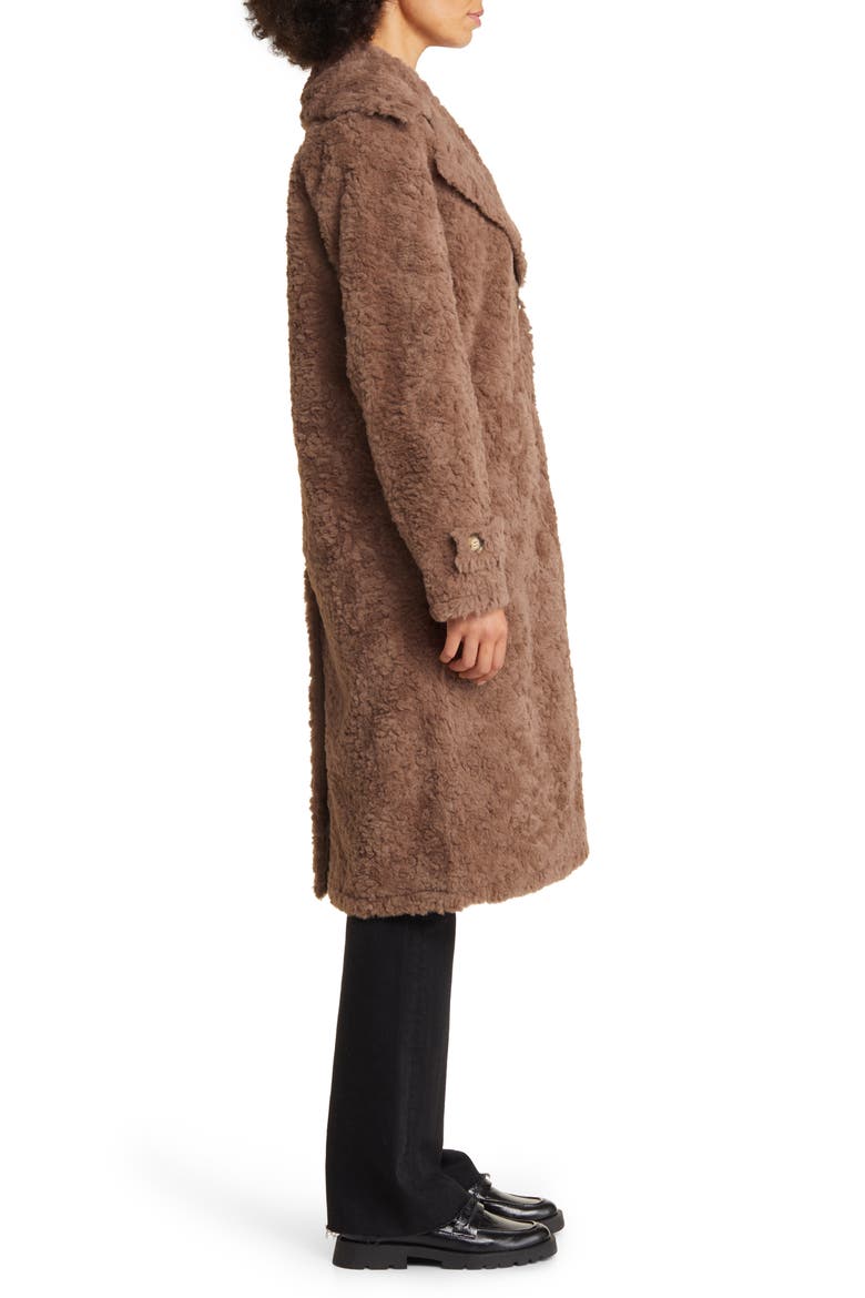 Faux Shearling Longline Coat, Alternate, color, MINK