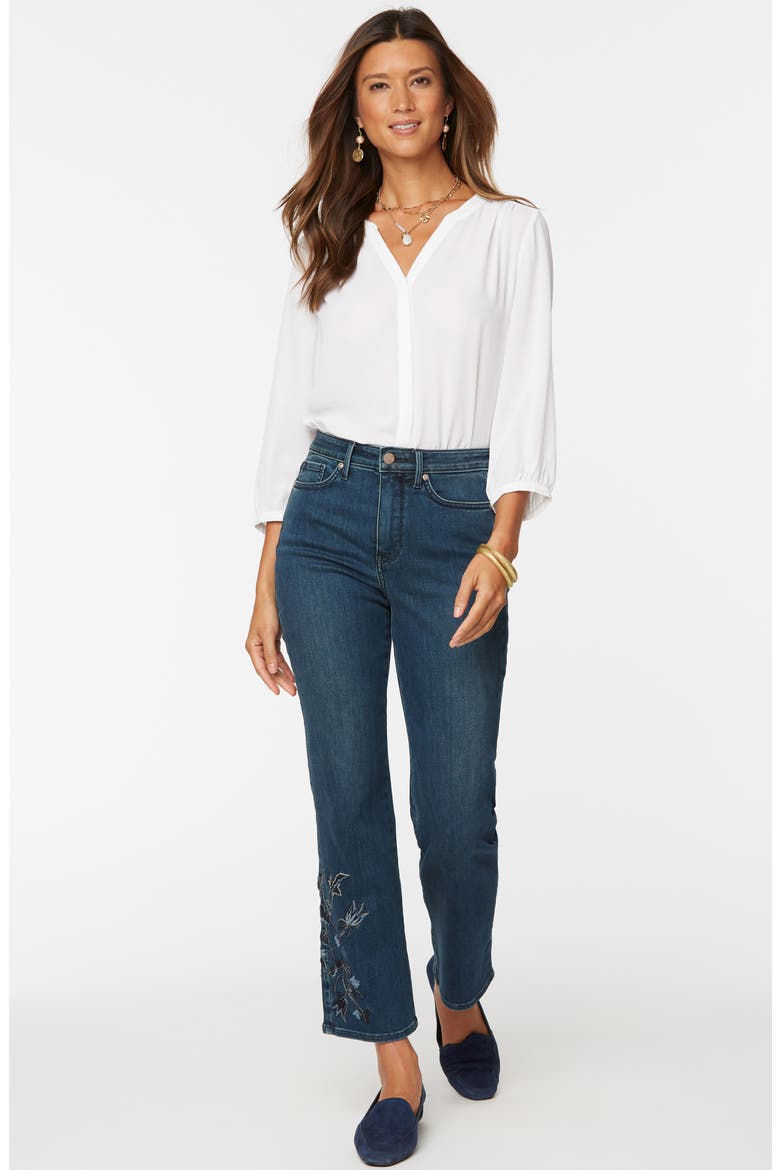 Embroidered Relaxed Ankle Straight Leg Jeans, Alternate, color, CLEAN REVERENCE