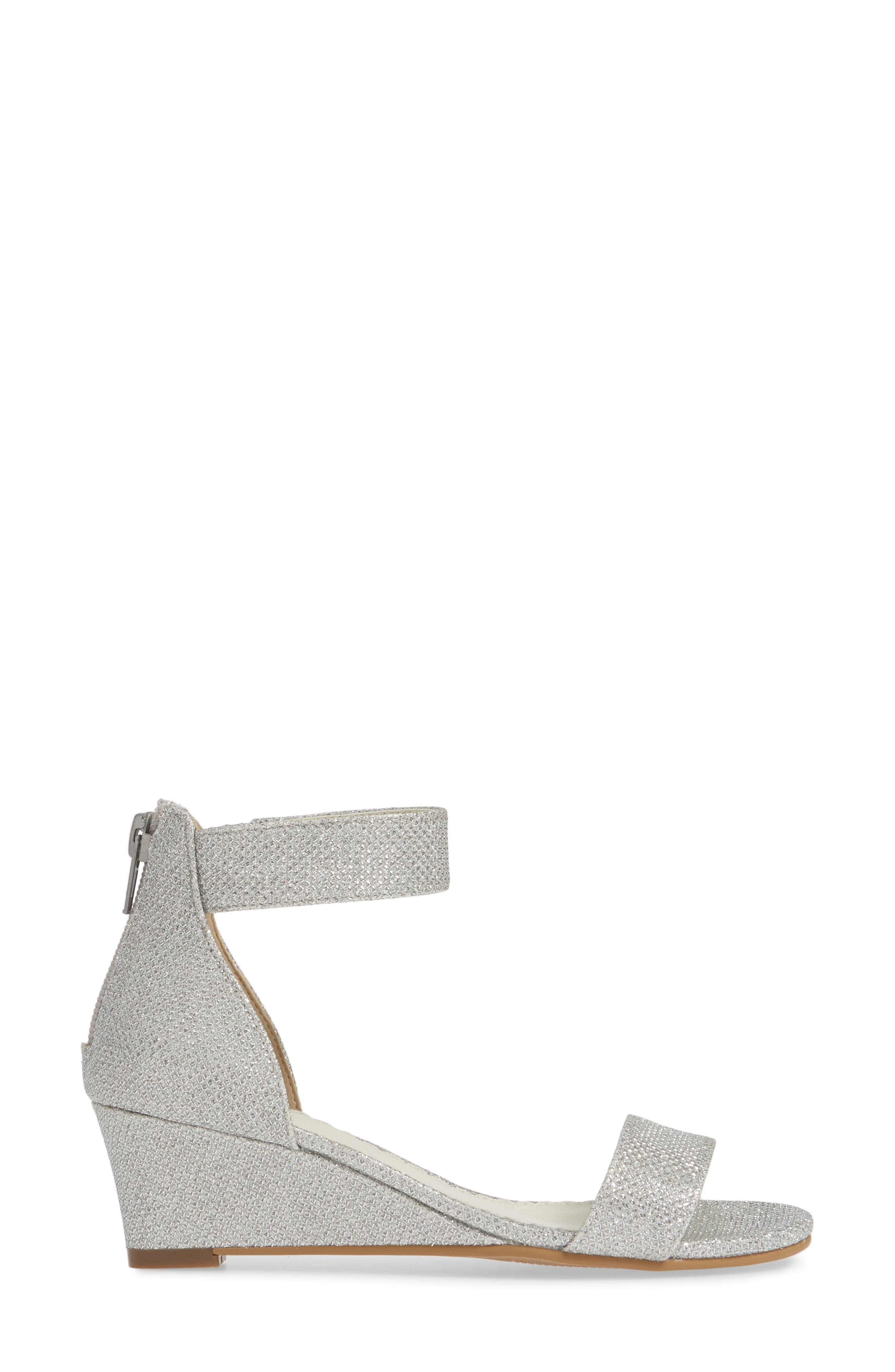 Cora Glitter Wedge Sandal, Alternate, color, SILVER SHIMMER FAUX LEATHER