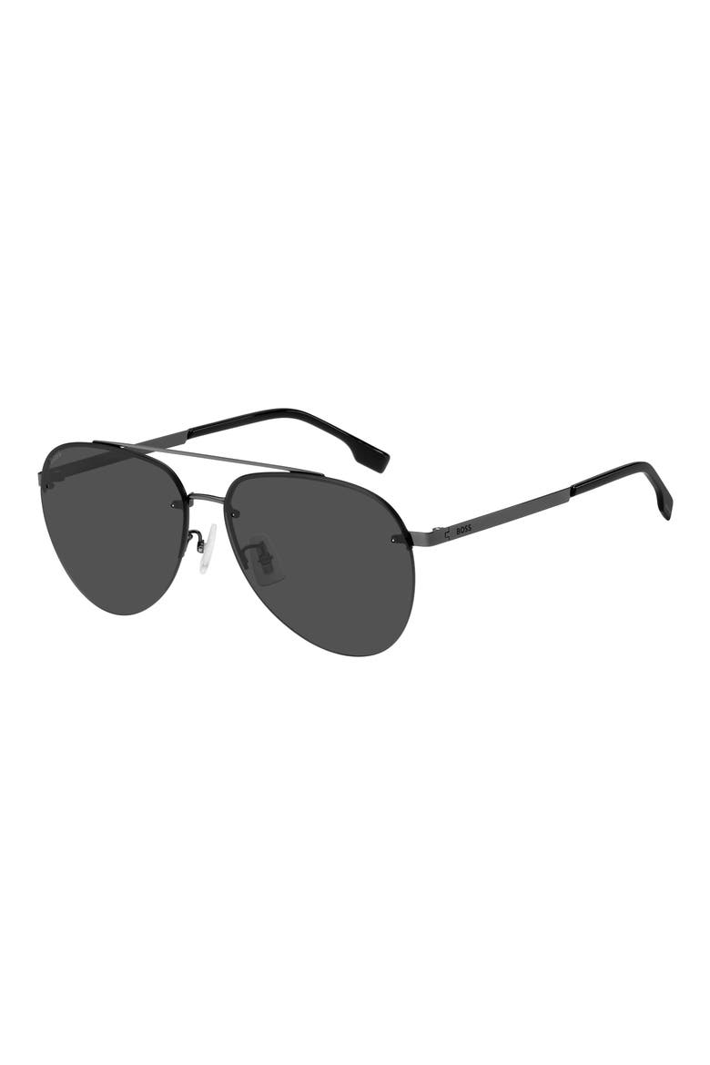 62mm Oversize Pilot Sunglasses, Main, color, DARK RUTH BLACK/ GREY