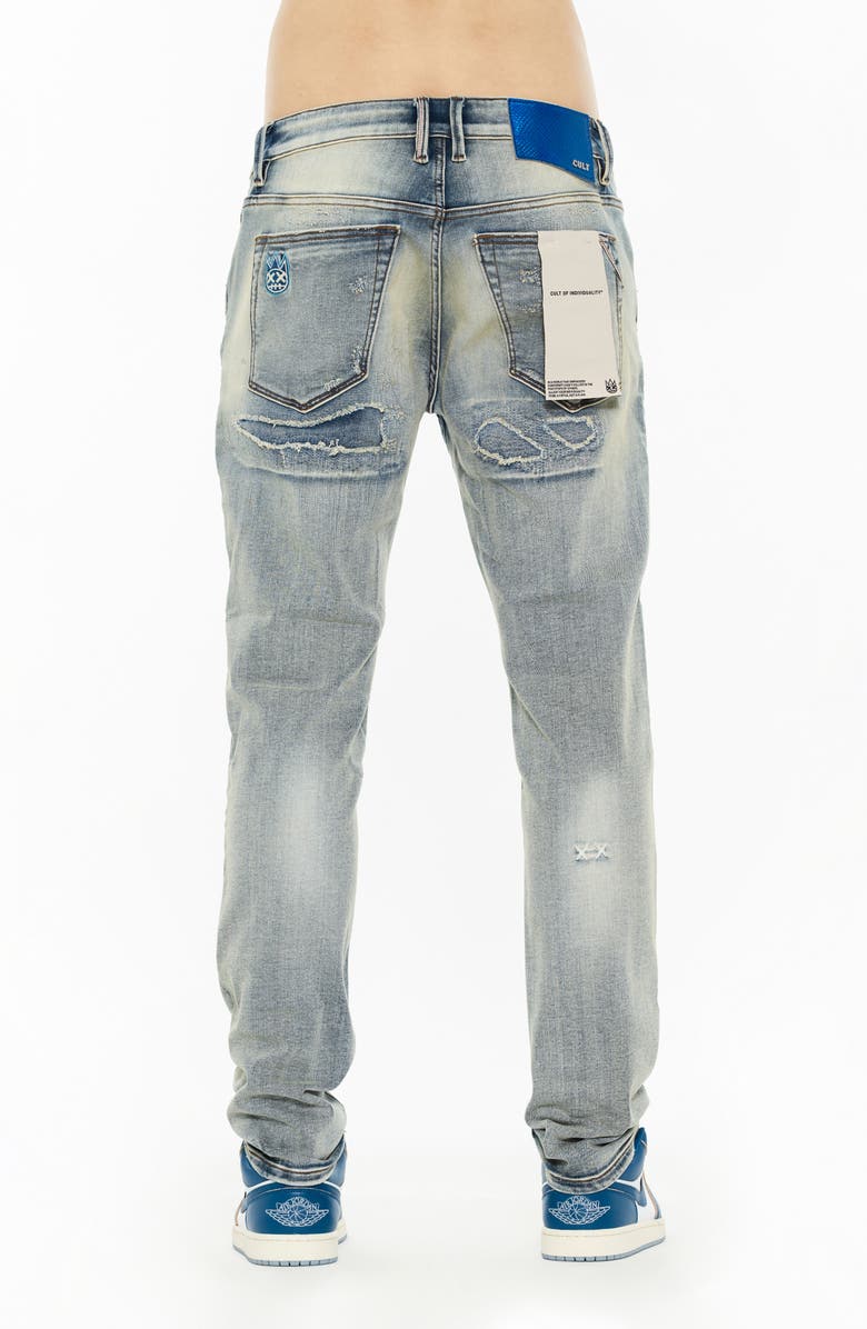 Cult of Individuality Rocker Rip & Repair Slim Fit Straight Leg Jeans, Alternate, color,