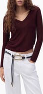 MANGO Metallic V-Neck Sweater
