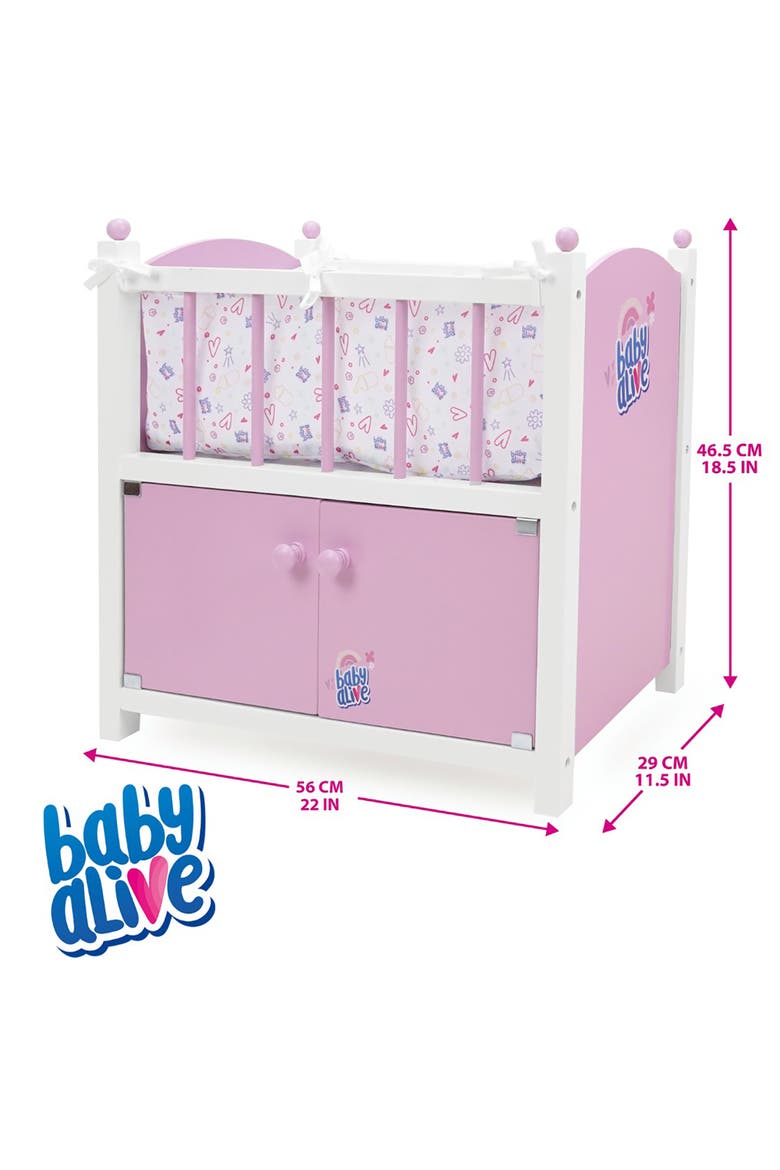 Baby Alive 2-In-1 Wooden Doll Crib, Alternate, color, Multicolored