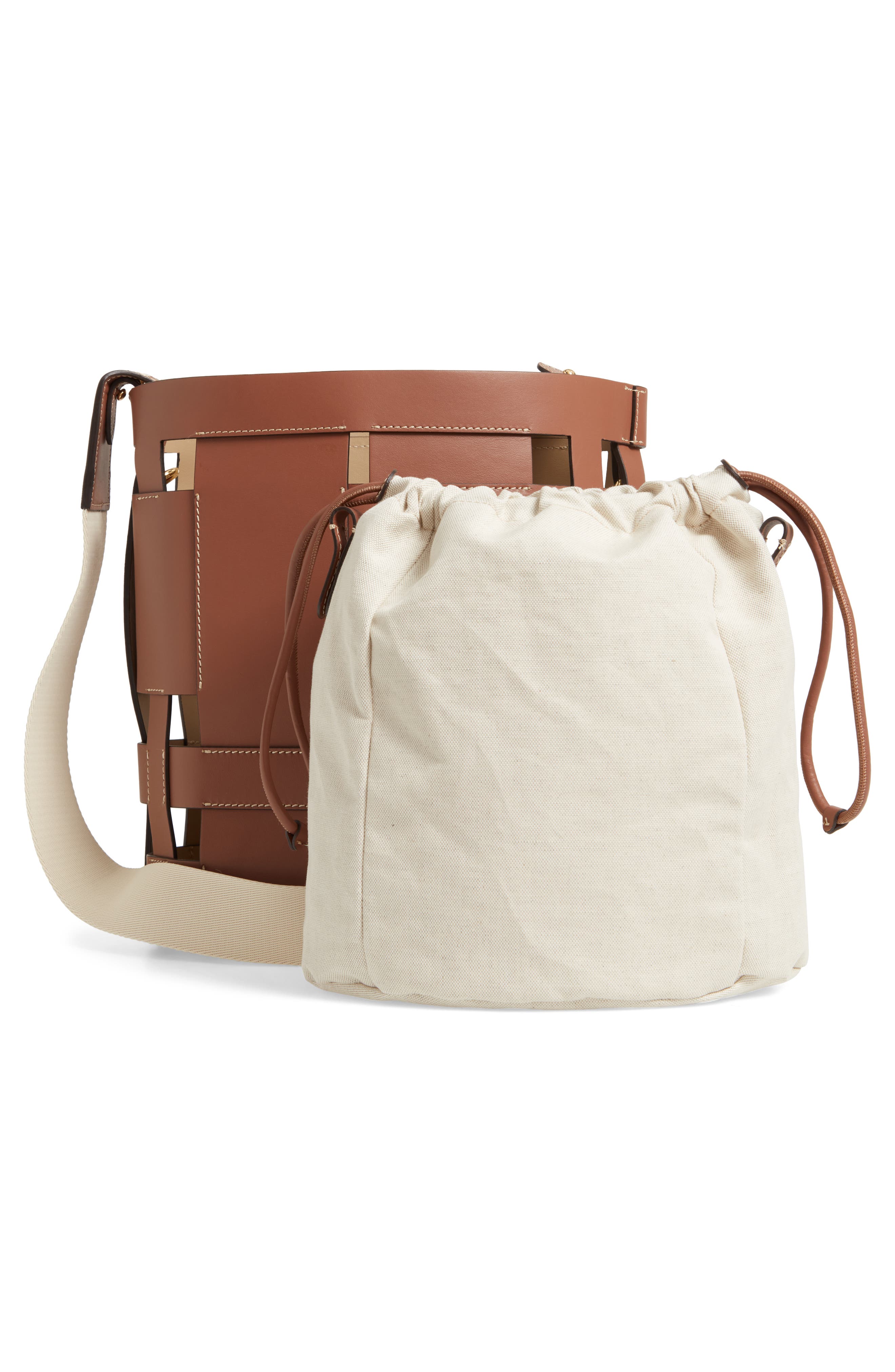 Burberry Small Foster Leather Bucket Bag, Alternate, color, 