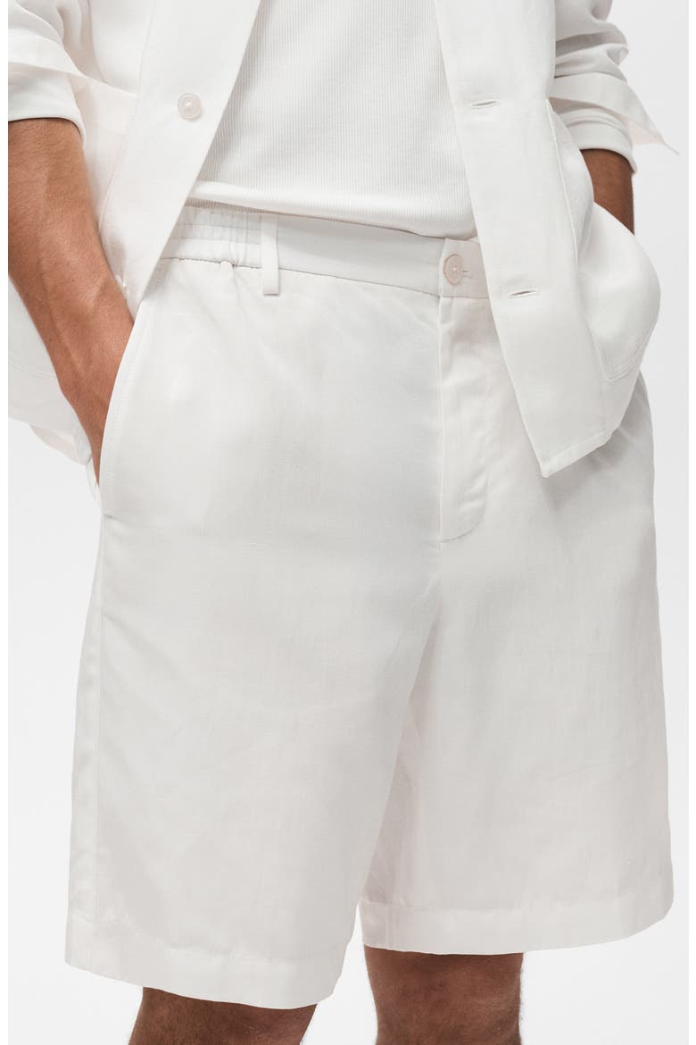 Slim Fit Lyocell & Linen Bermuda Shorts, Alternate, color, OFF WHITE